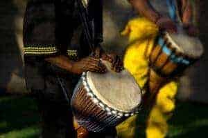 Musicians playing African drums.