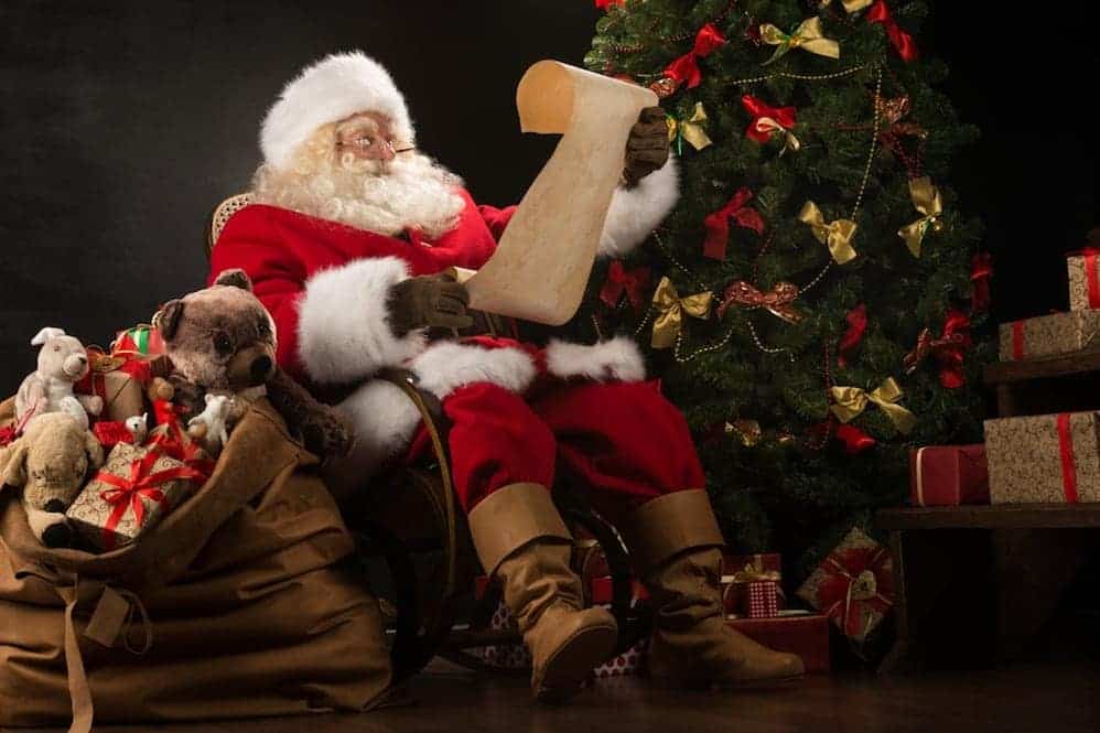 Santa Claus checking his list.