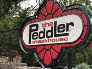 Sign for The Peddler Steakhouse in Gatlinburg TN.