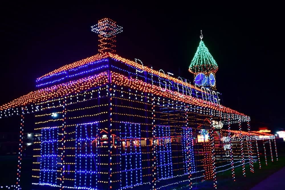 Smoky Mountain Christmas lights at the Pigeon Forge Trolley Station.