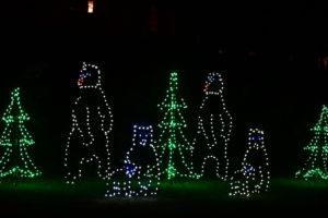 Smoky Mountain Christmas lights depicting a family of bears.