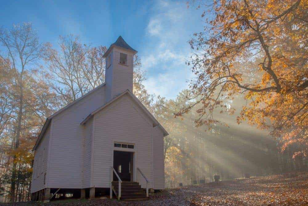 Stunning photo of the Missionary Baptist Church in Cades Cove.