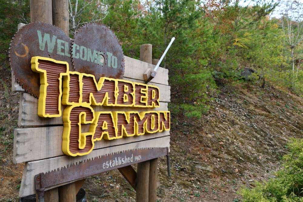 The sign for Timber Canyon at Dollywood.