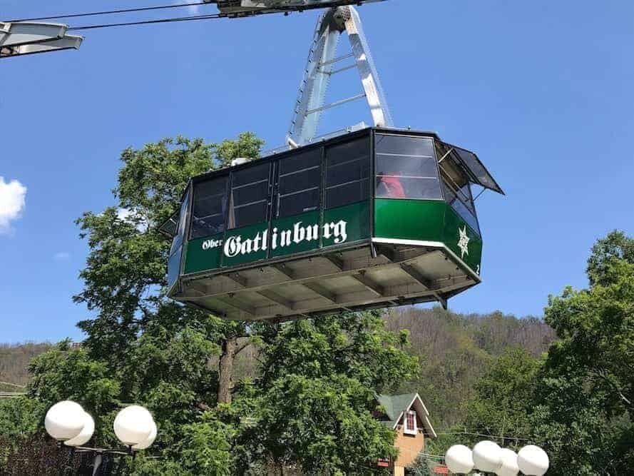 The Ober Gatlinburg Aerial Tramway on a spring day.