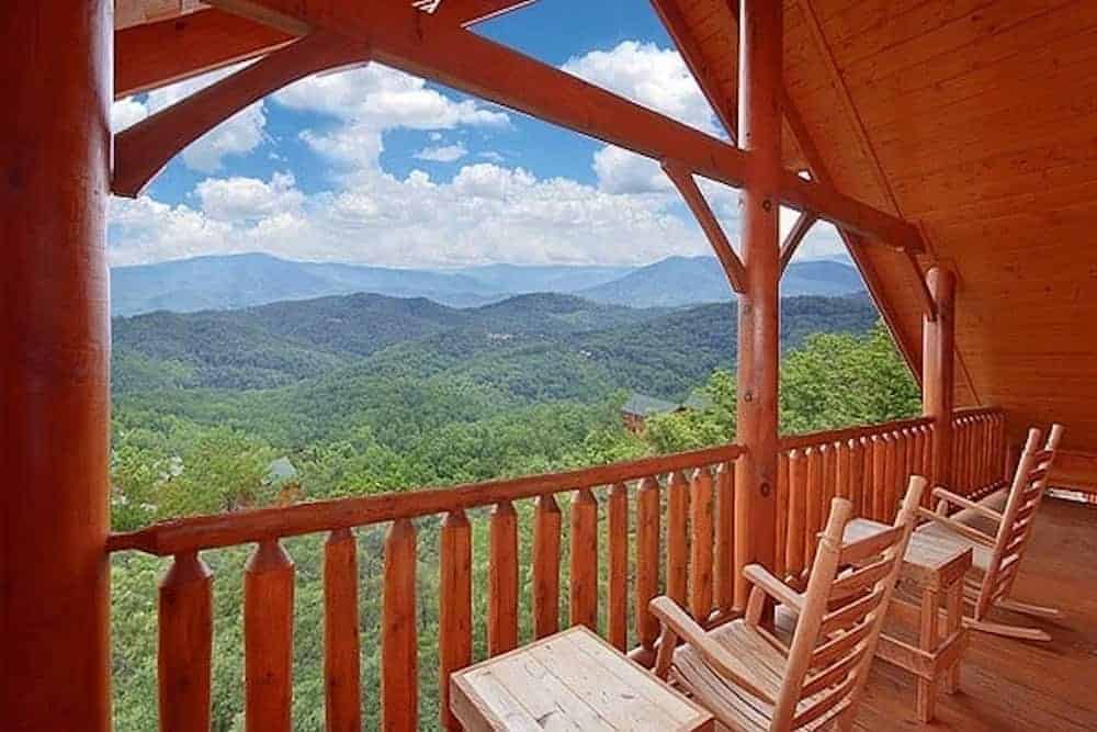 deck of a pet friendly cabin in gatlinburg