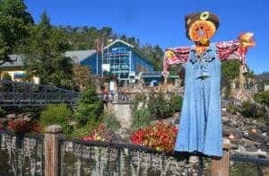 scarecrow display in front of ripley's aquarium