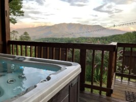 Relax in privacy with views of Mt. Leconte & Great Smokey Mnt. National Park. 