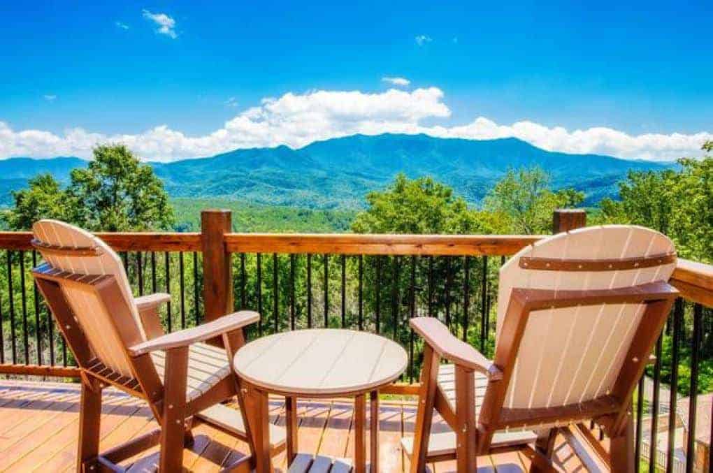 deck of cabin in Gatlinburg TN