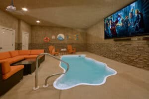 indoor pool inside of Gatlinburg cabin