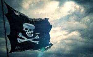 pirate flag waving in the wind