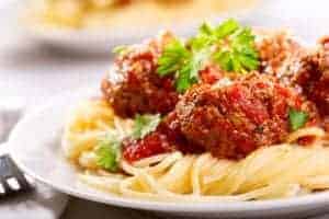 plate of spaghetti and meatballs