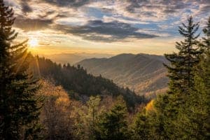 sunrise in Newfound Gap in the Smokies