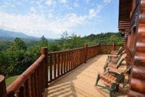 chairs on deck of pet friendly cabin in gatlinburg