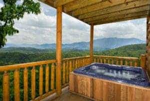 hot tub on deck of Pigeon Forge cabin