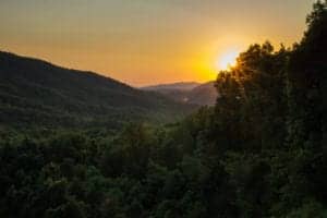 sunrise in the smoky mountains