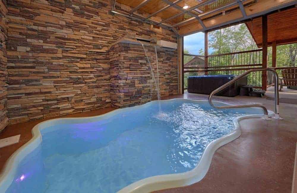 indoor swimming pool at cabin
