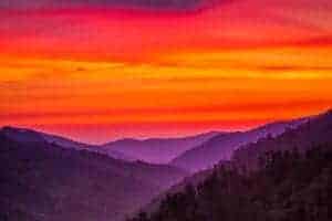 sunset from Morton Overlook in the Smoky Mountains