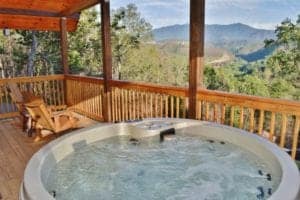 deck of a 2 bedroom cabin in Gatlinburg tn