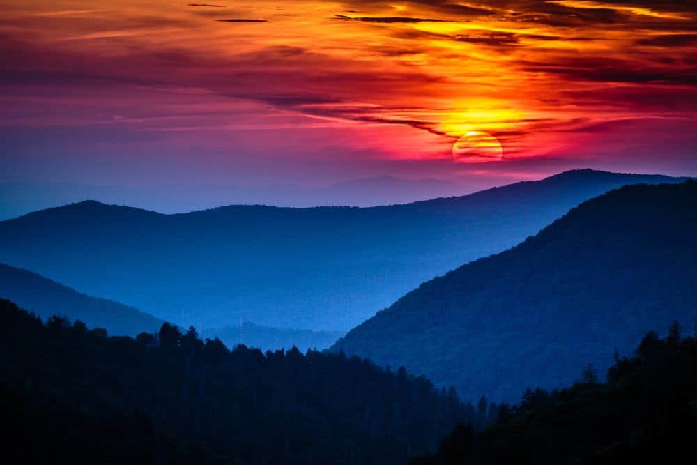 beautiful sunset in the smoky mountains