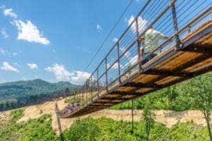 people walking across the Gatlinburg SkyBridge