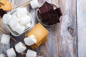 ingredients for smores on table