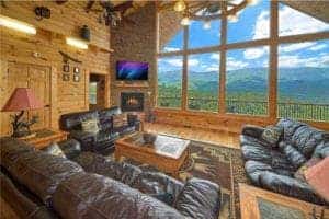 living room in a cabin in gatlinburg tn