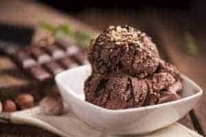 chocolate ice cream in a bowl