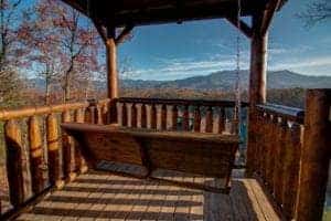 deck of a gatlinburg cabin in the fall