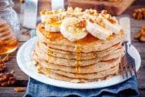 stack of pancakes in a restaurant