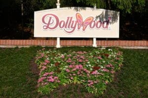 dollywood sign with flowers