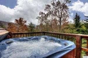 hot tub on the deck of a gatlinburg cabin