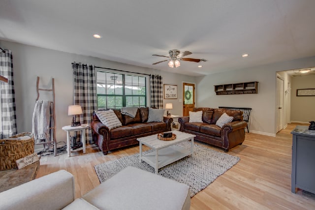 Spacious living room with sofa bed