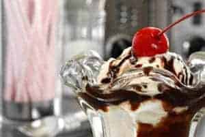 ice cream sundae in restaurant