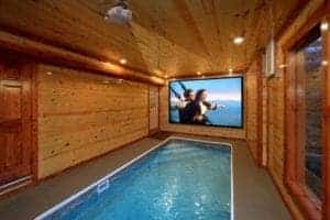indoor pool cabin with screen