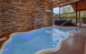 indoor pool in a gatlinburg cabin