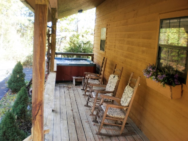 Deck with hot tub