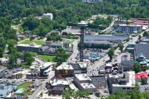 aerial view downtown gatlinburg