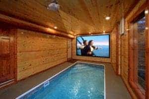 indoor pool inside of a Pigeon Forge cabin