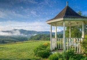 gazebo outside of a bed and breakfast in the smoky mountains