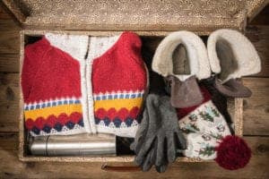 winter clothers in a suitcase