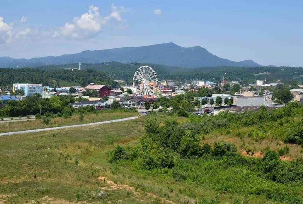 aerial view of pigeon forge tn