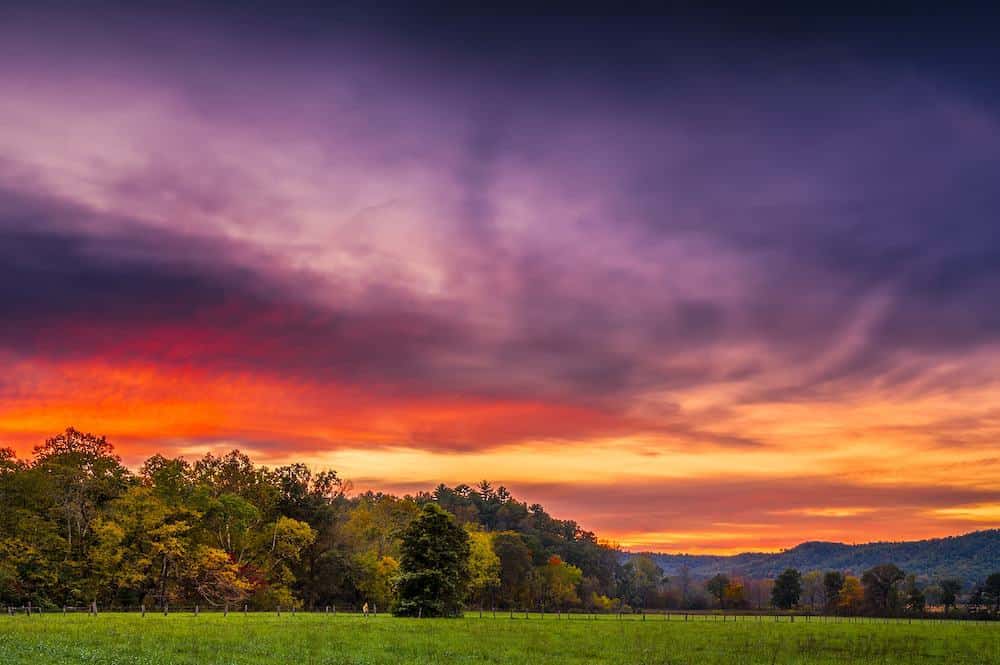 Cades Cove at sunset