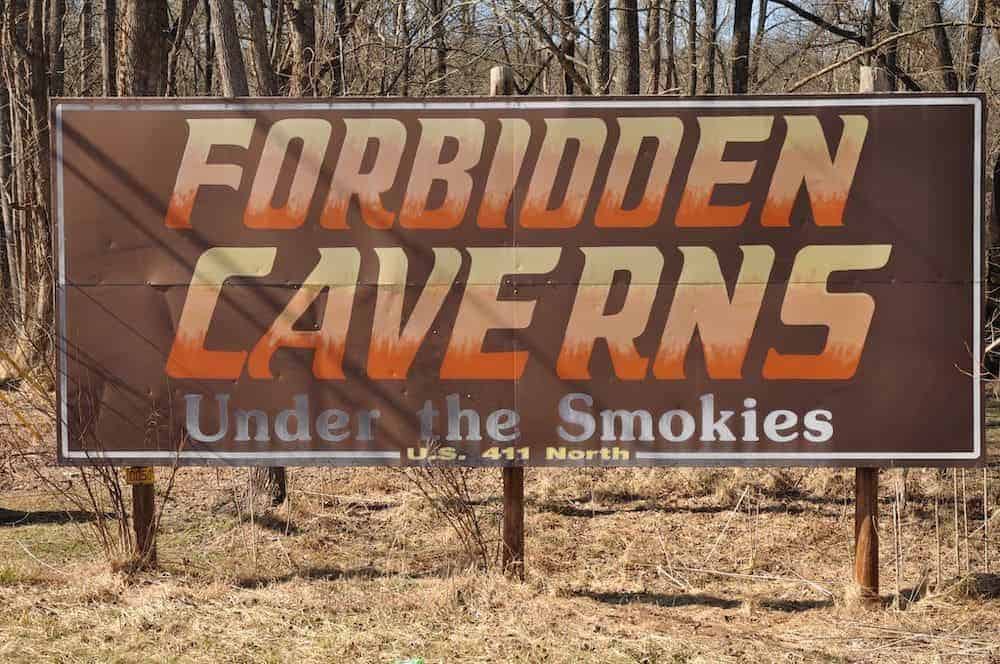 forbidden caverns under the smokies sign