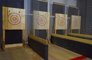 inside of an axe throwing house