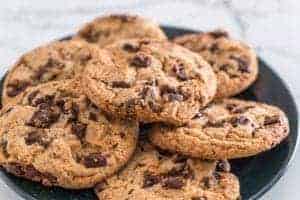 plate of chocolate chip cookies