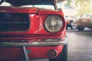 headlight of a classic muscle car