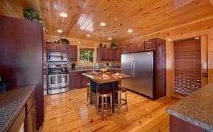 kitchen inside of a cabin