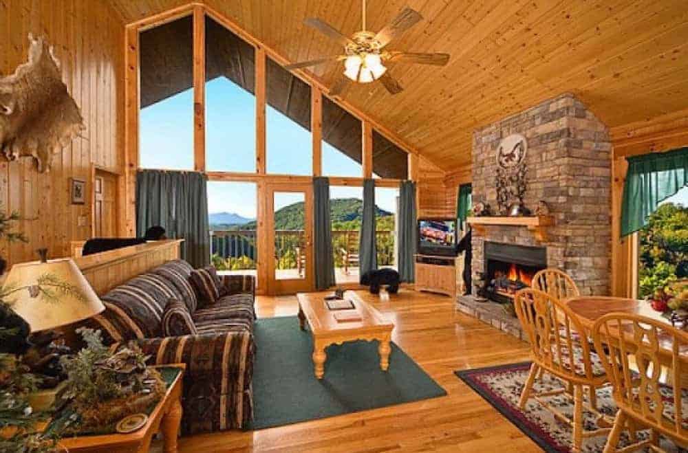 living room inside a Pigeon Forge Cabin