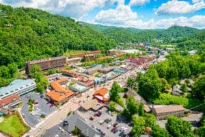 aerial view of downtown Gatlinburg