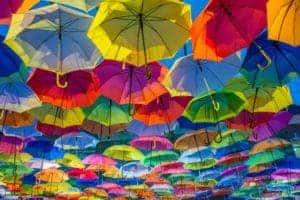 colorful umbrella sky